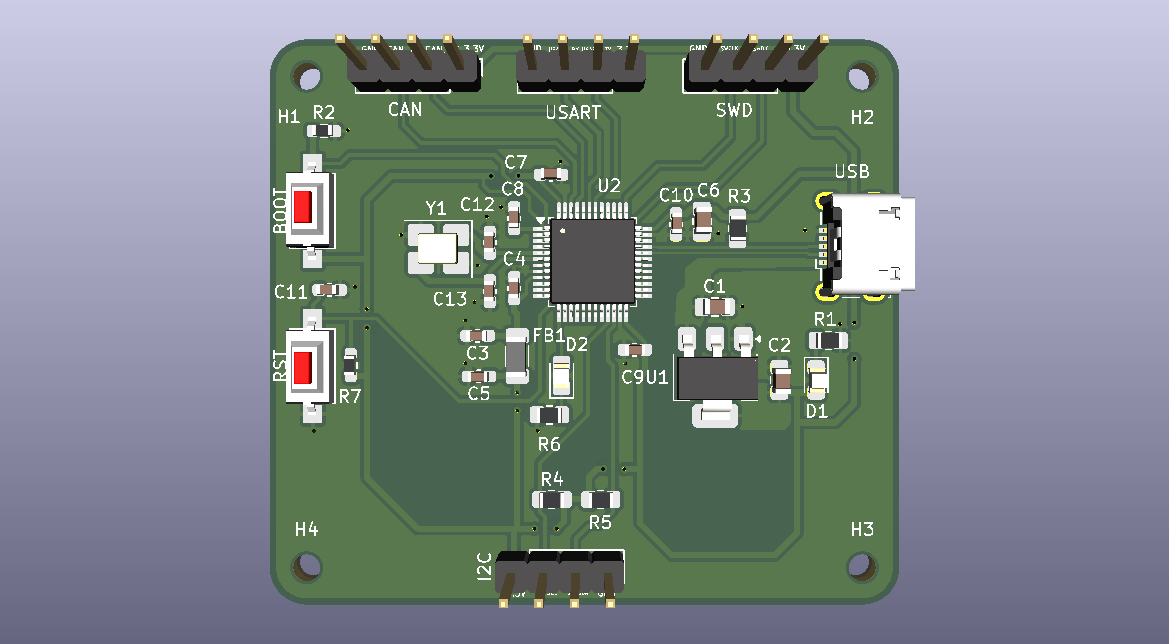 STM32 Custom Board 3D Render